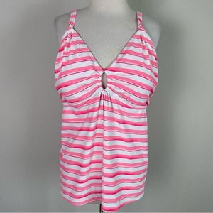Cacique Pink White Stripe Swim Tankini 22